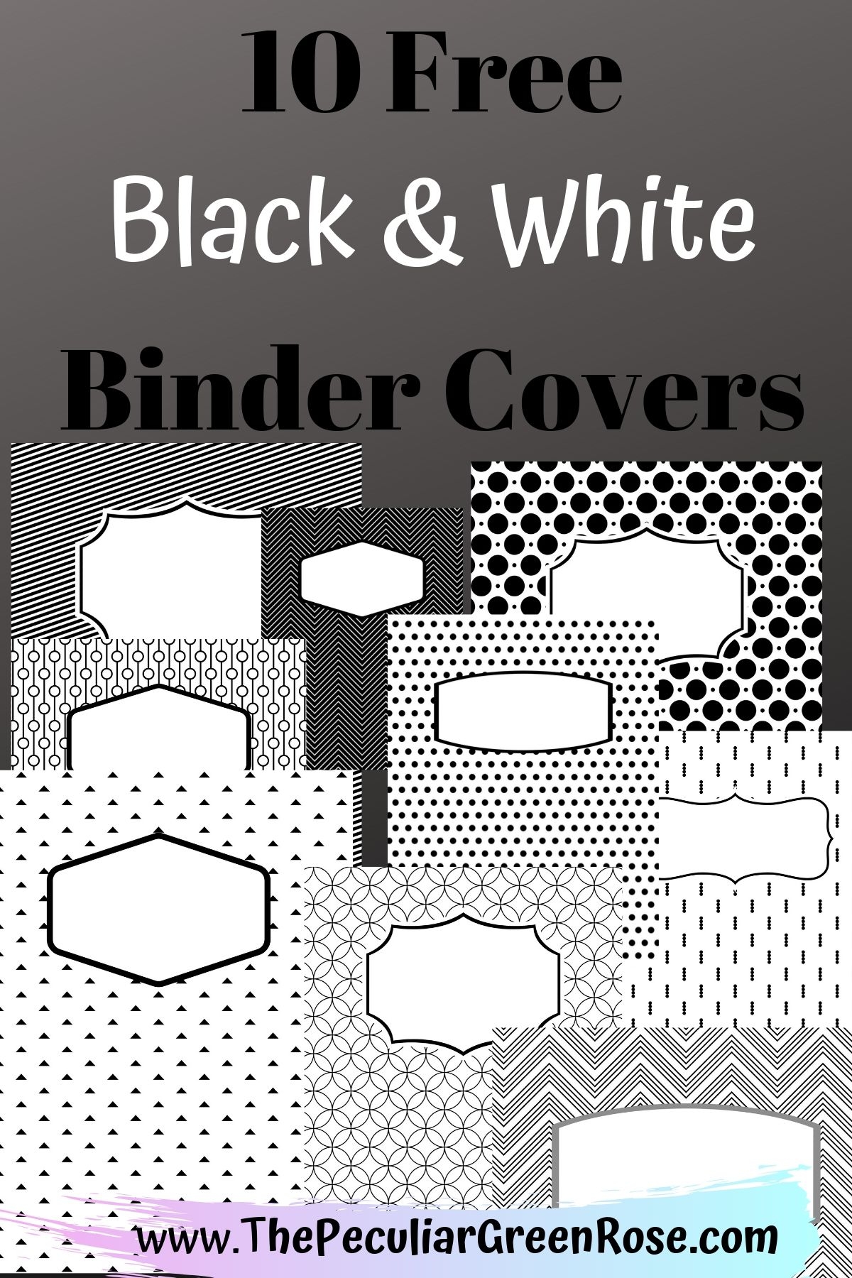10 Free Variety Black U0026 White Binder Covers The Peculiar Green Rose
