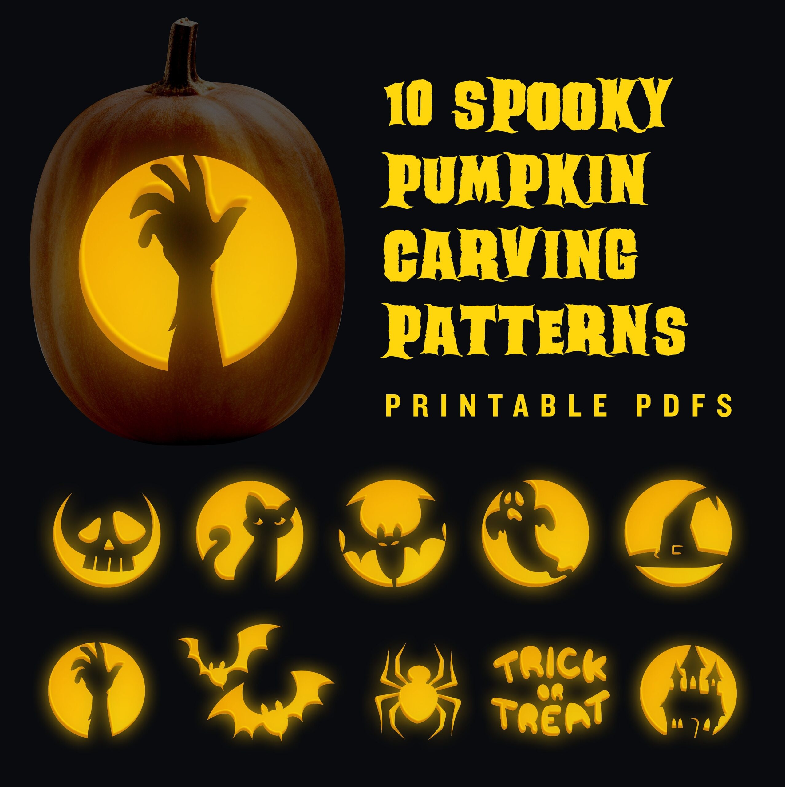 10 Printable Jack o lantern Pumpkin Carving Patterns For Halloween 