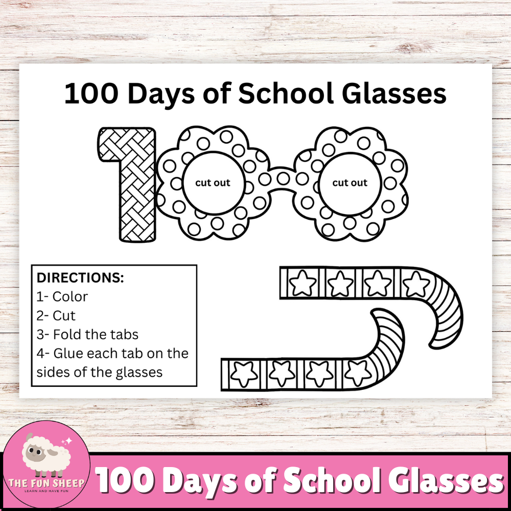 100 Days Of School Glasses Craft 100 Days At School Eyeglasses Template Craft Activity