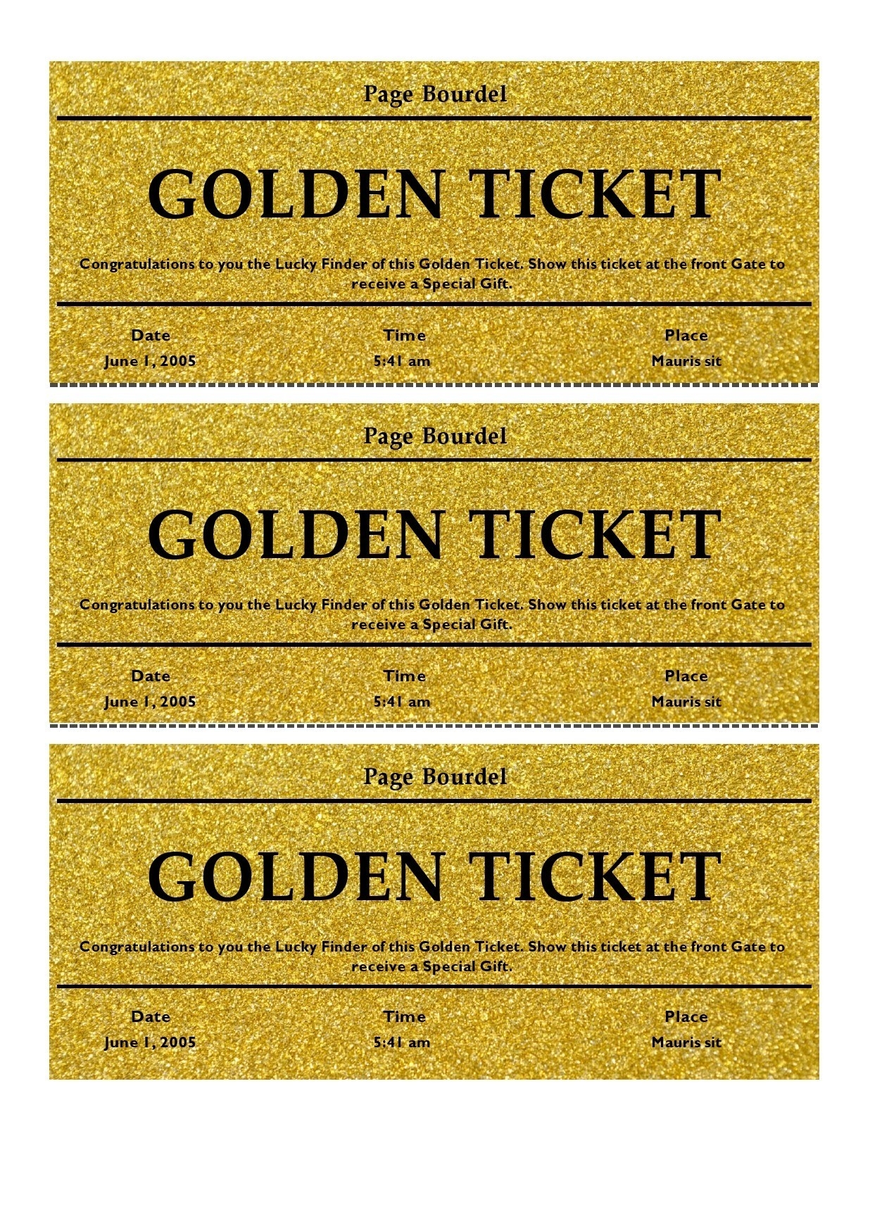 Ticket Template Free Printable