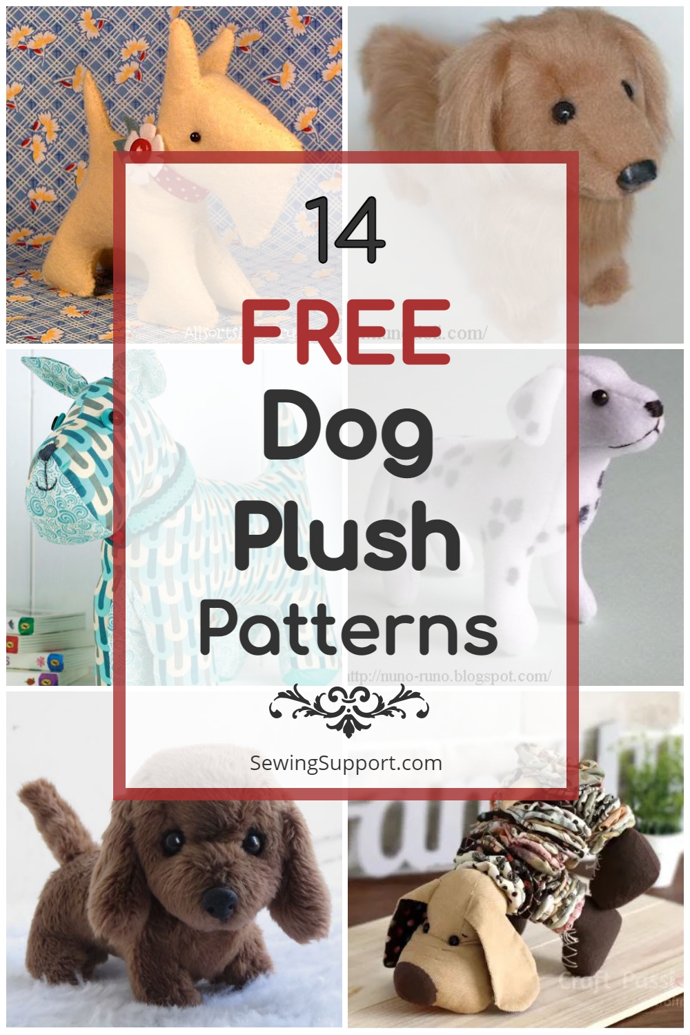 14 FREE Dog Stuffed Animal Sewing Patterns