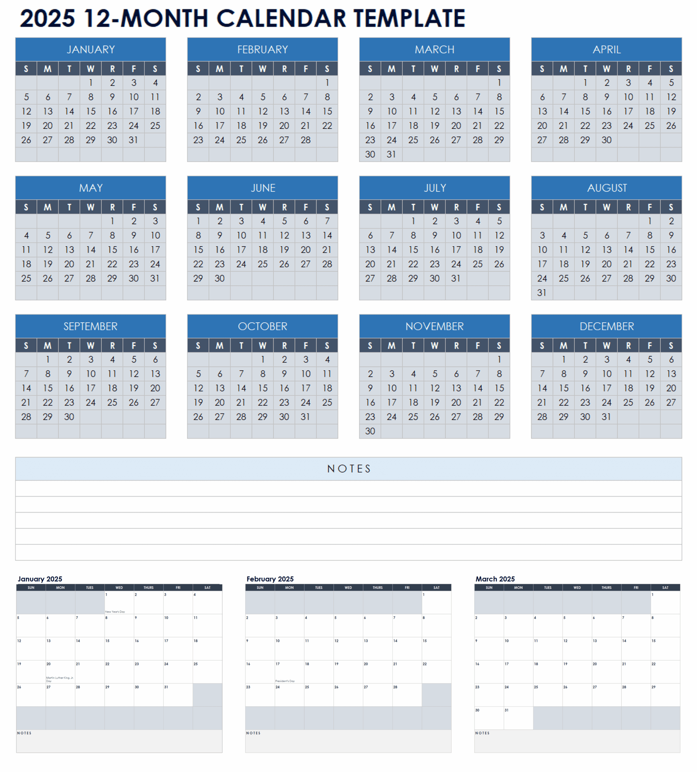 15 Free 2025 Monthly Calendar Templates Smartsheet