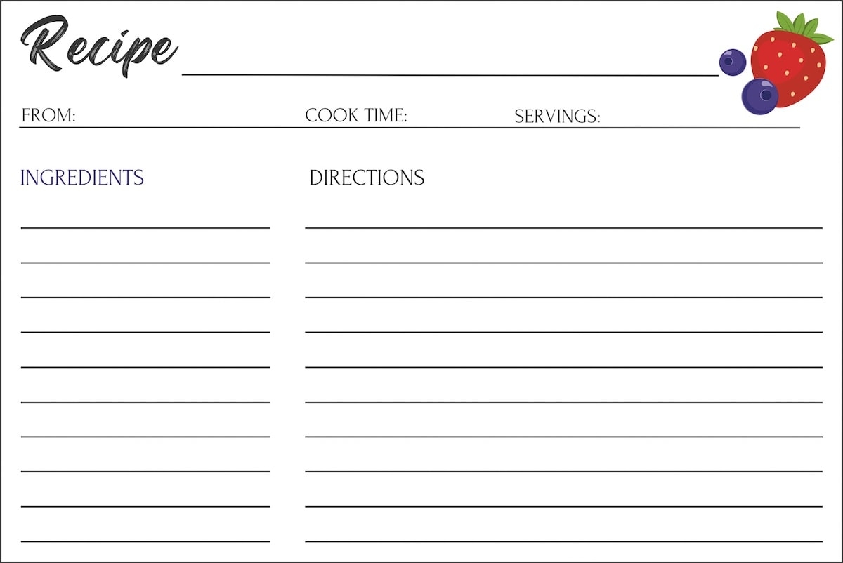 Free Printable Recipe Template