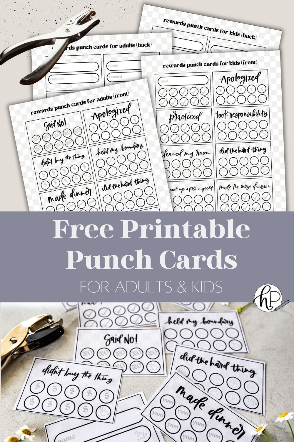 16 Free Printable Punch Cards For Adults Kids Hand Lettered Printables