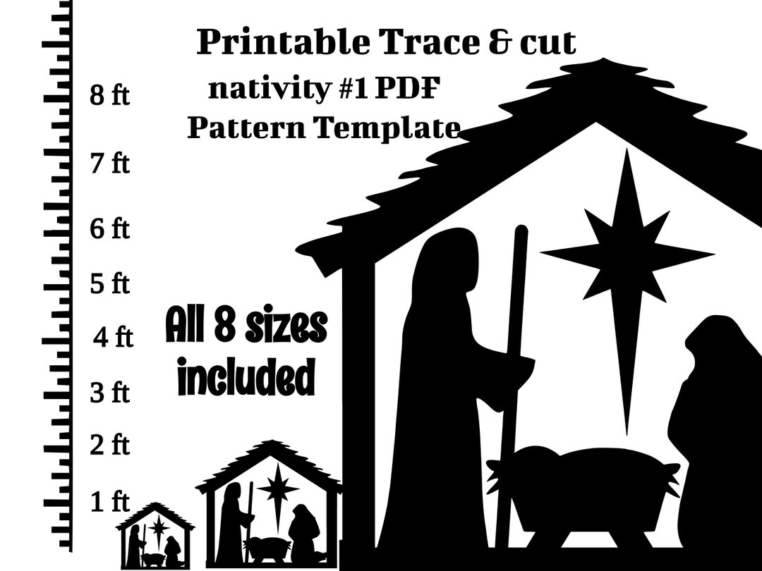 1ft 3ft 4ft 5ft 6ft 8ft Nativity Scene PDF Template printable Trace And Cut Christmas Sign Template Stencils Christmas Lawn Decorations Etsy