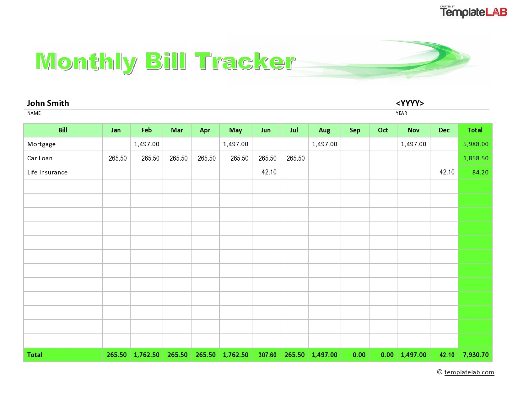20 Free Bill Pay Checklists U0026 Bill Calendars PDF Word U0026 Excel 