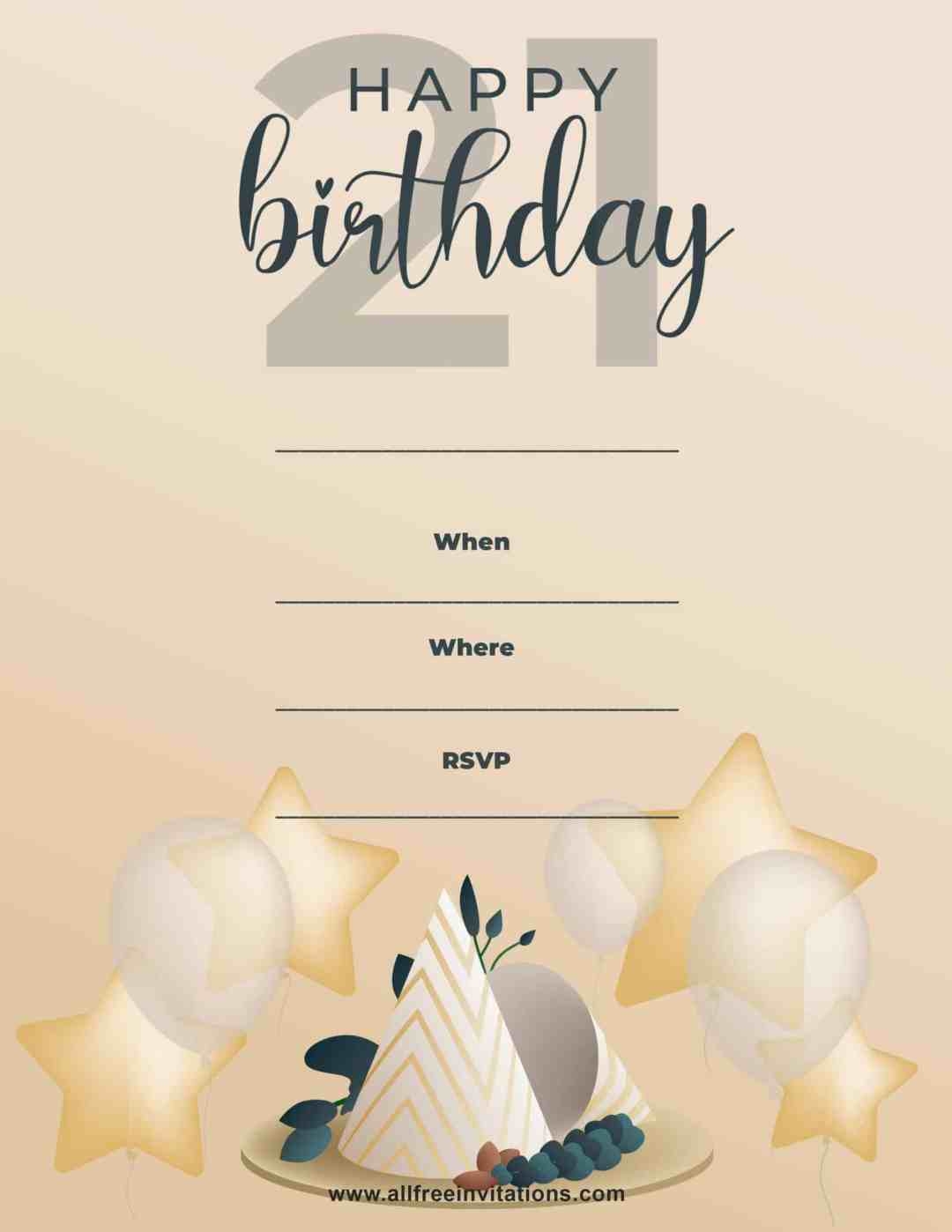 21st Birthday Invitation Templates Free Greetings Island Worksheets Library