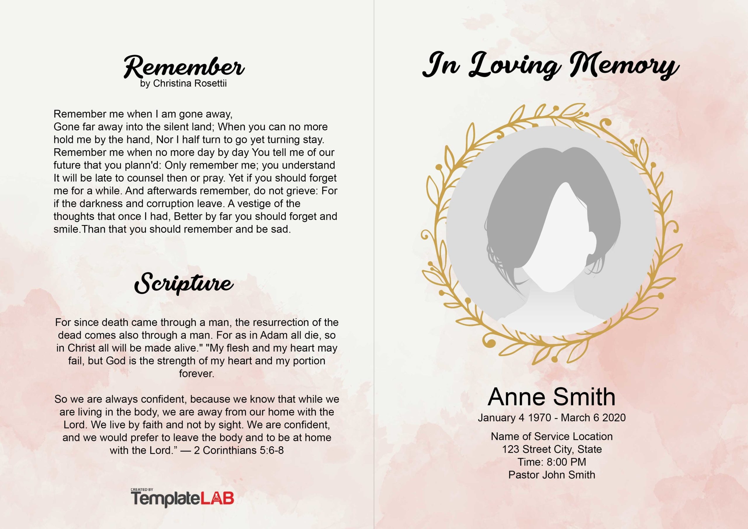 Blank Free Printable Obituary Templates