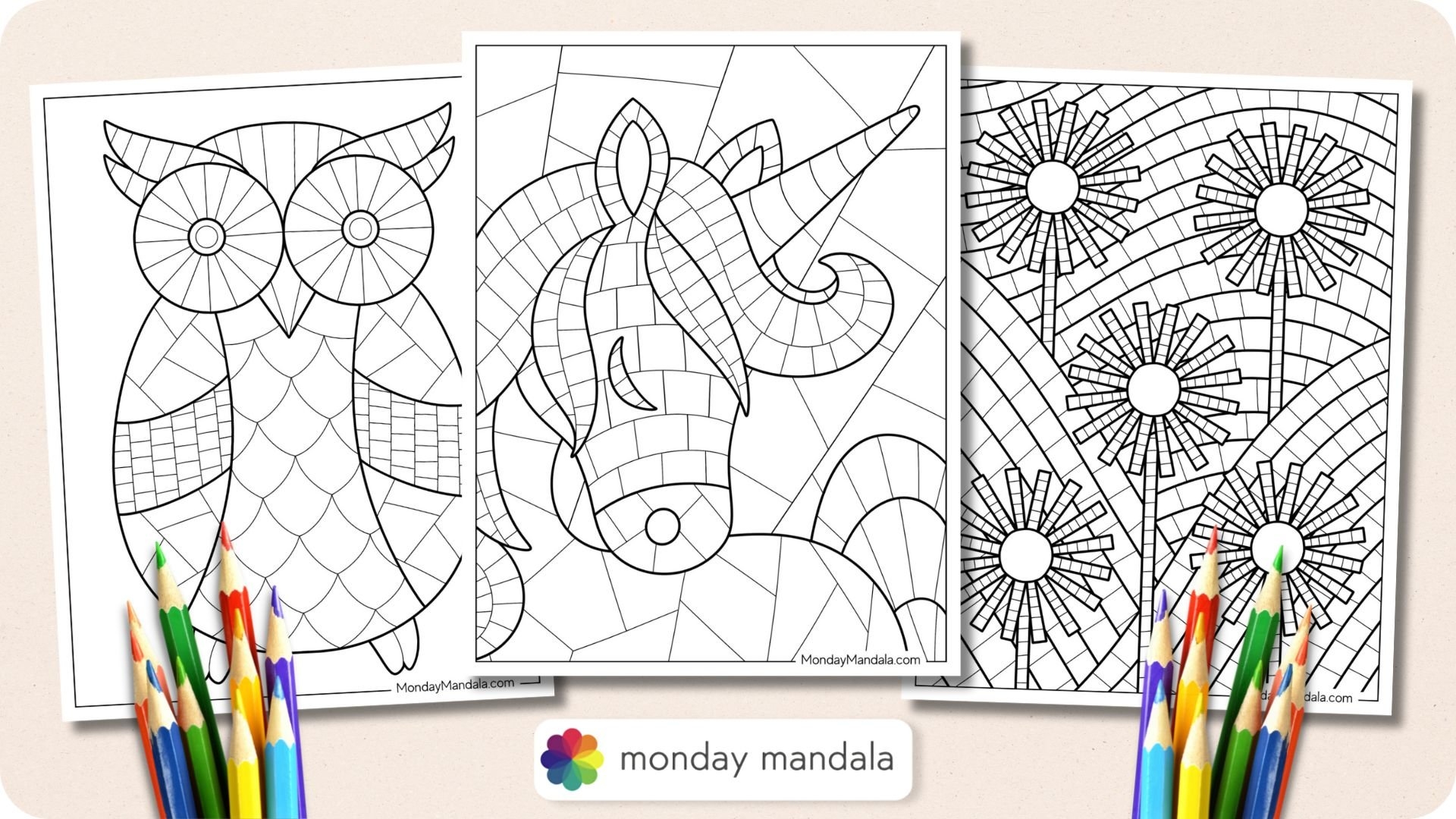 22 Mosaic Coloring Pages Free PDF Printables 