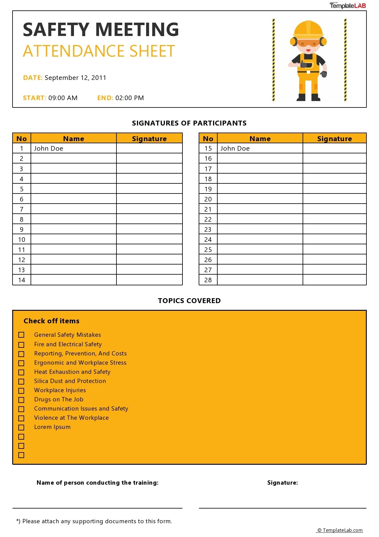 23 Free Printable Attendance Sheet Templates Word Excel 