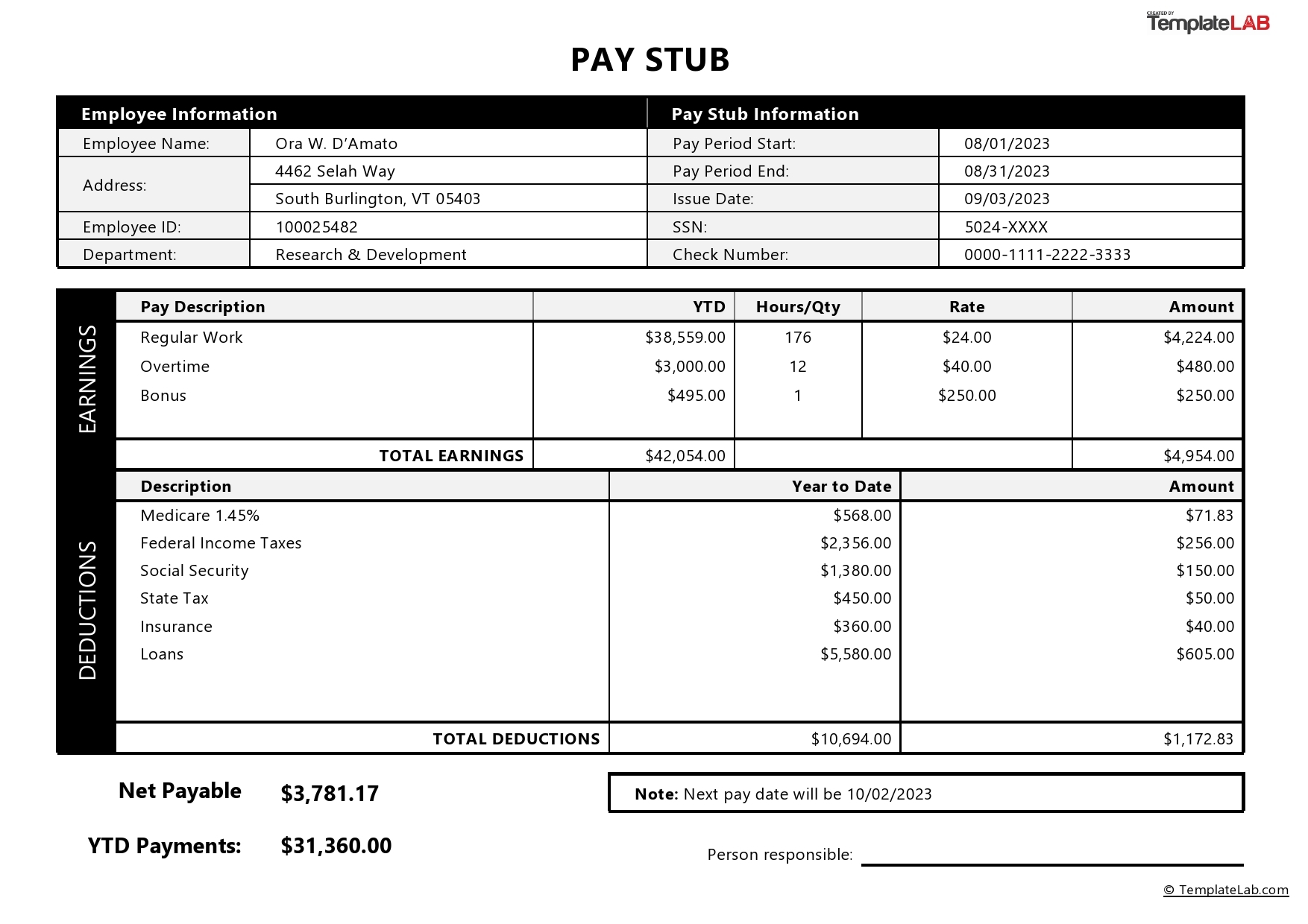 24 Free Pay Stub Templates Word Excel PDF TemplateLab