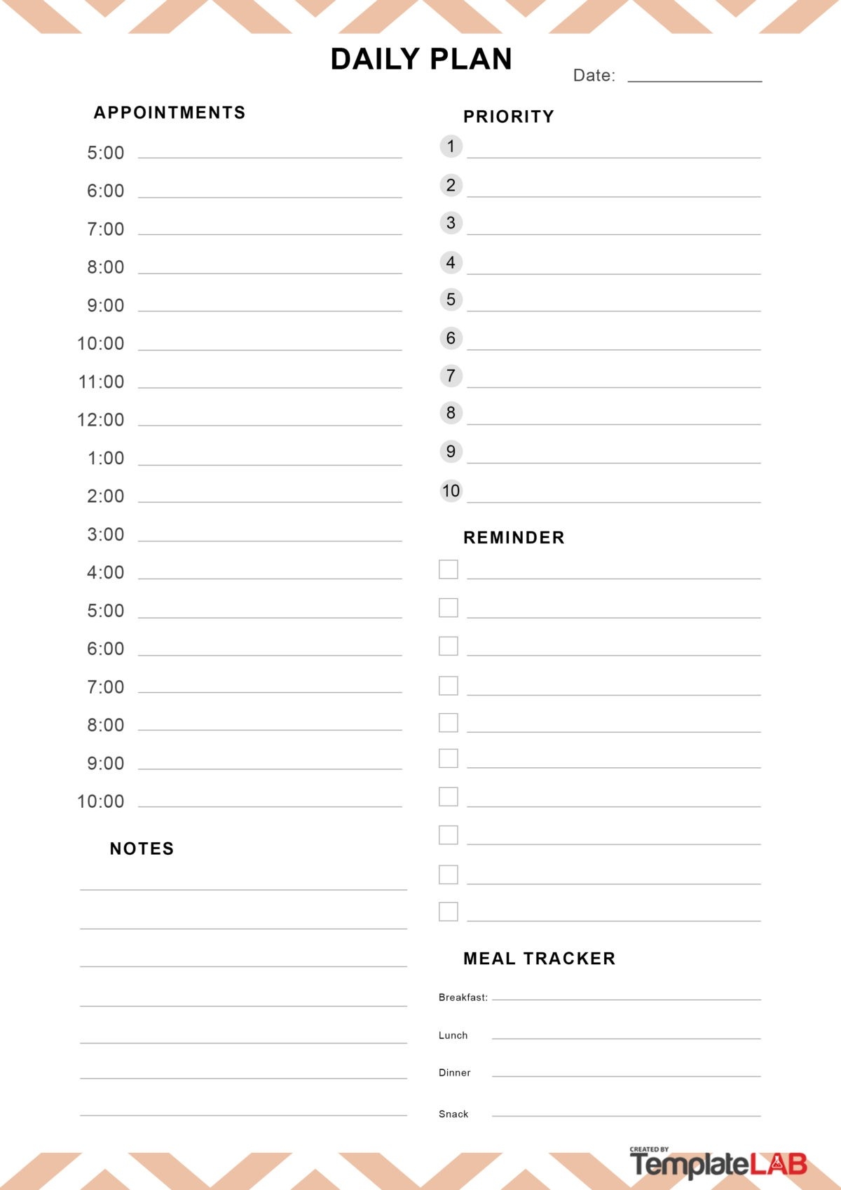 Daily Schedule Template Printable Free Download