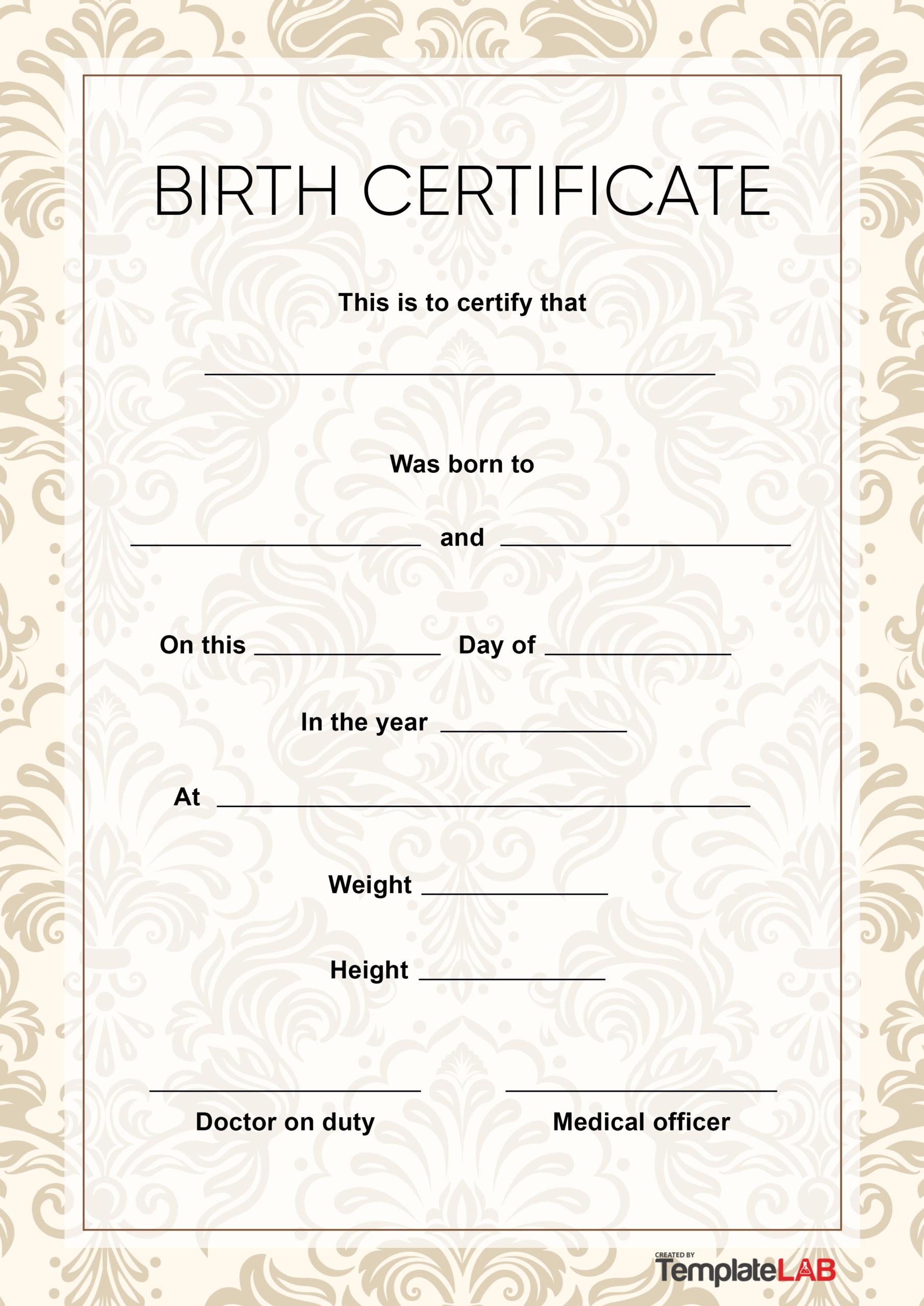 Free Printable Birth Certificate Template