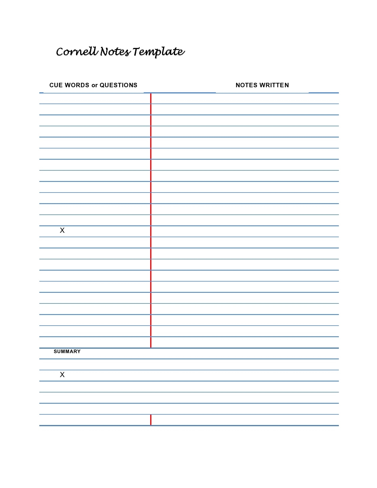 Cornell Notes Template Free Printable