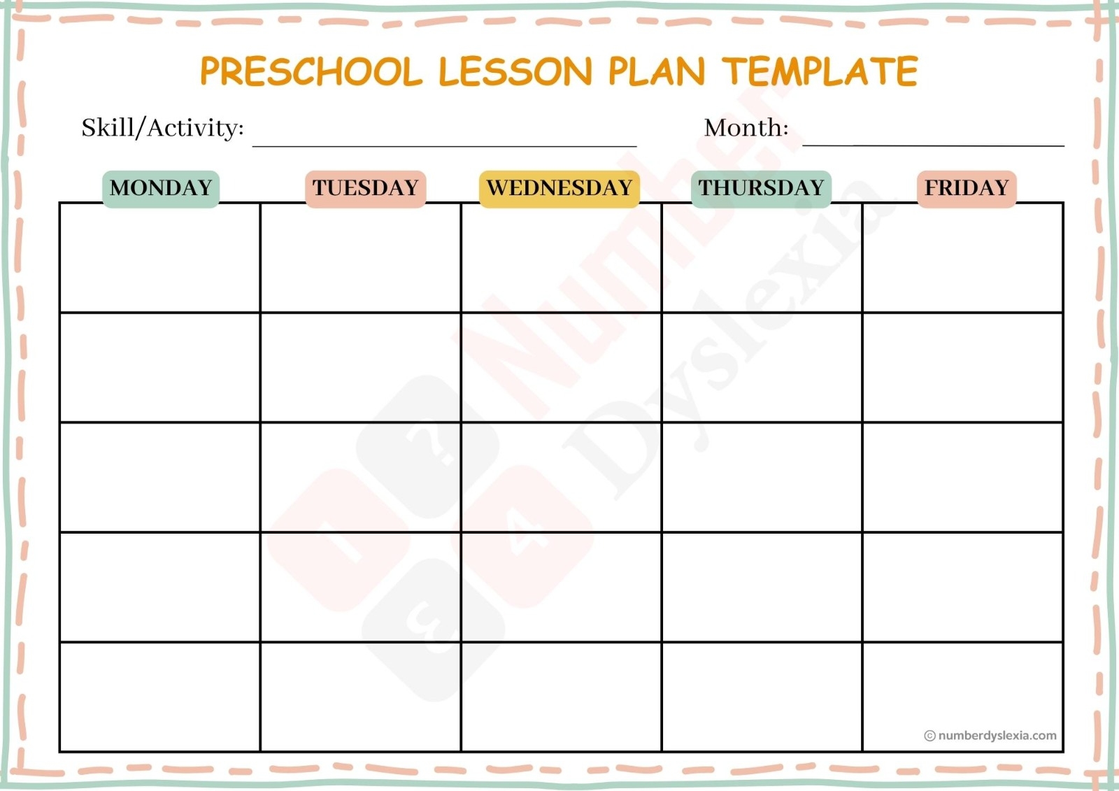 Free Printable Lesson Plan Templates Preschool
