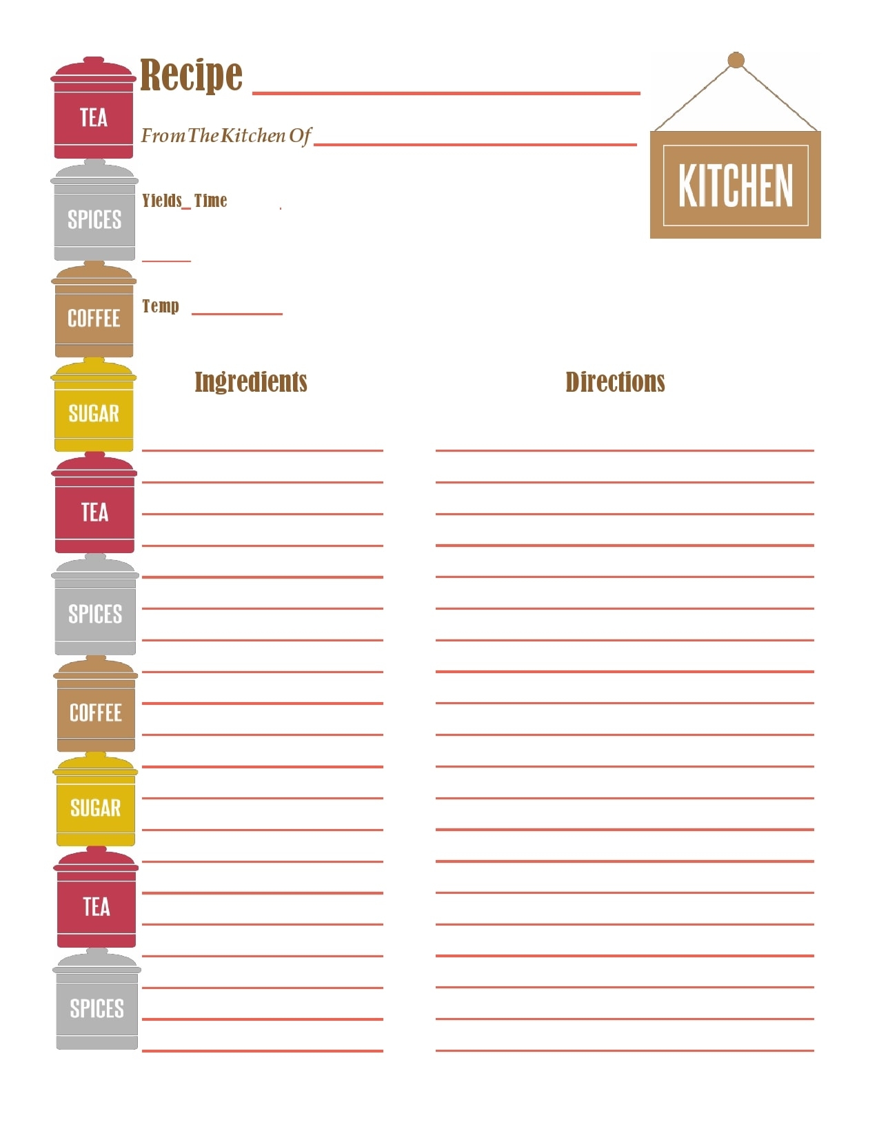Free Printable Cookbook Templates