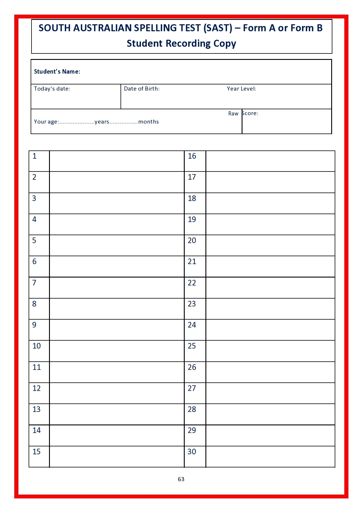 Free Printable Spelling Test Template Free Printable Spelling Test Template