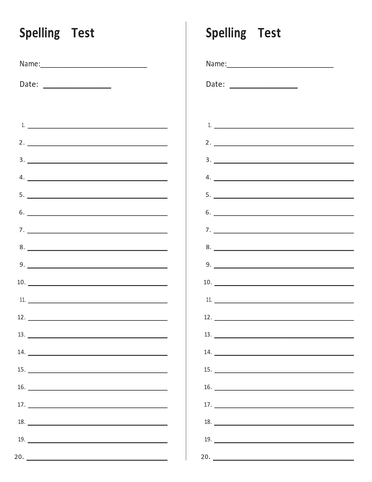 38 Printable Spelling Test Templates Word U0026 PDF TemplateLab