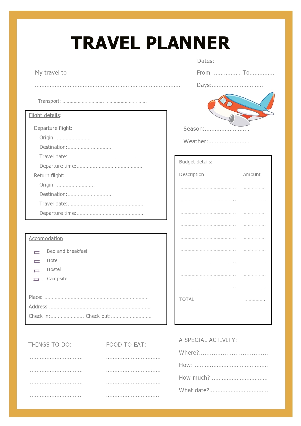 40 Free Travel Planner Templates Excel Word PDF