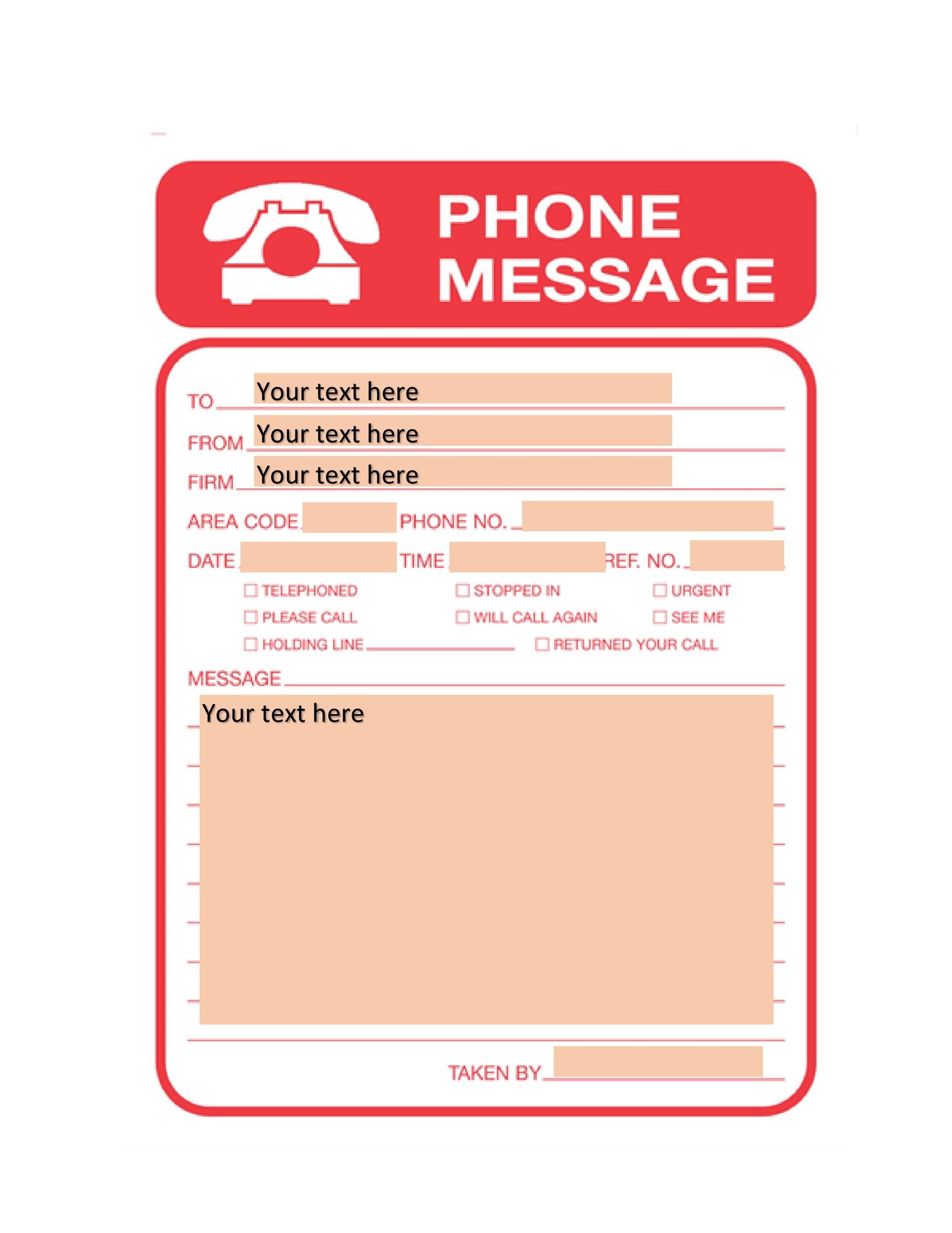 Free Printable Phone Message Template Word
