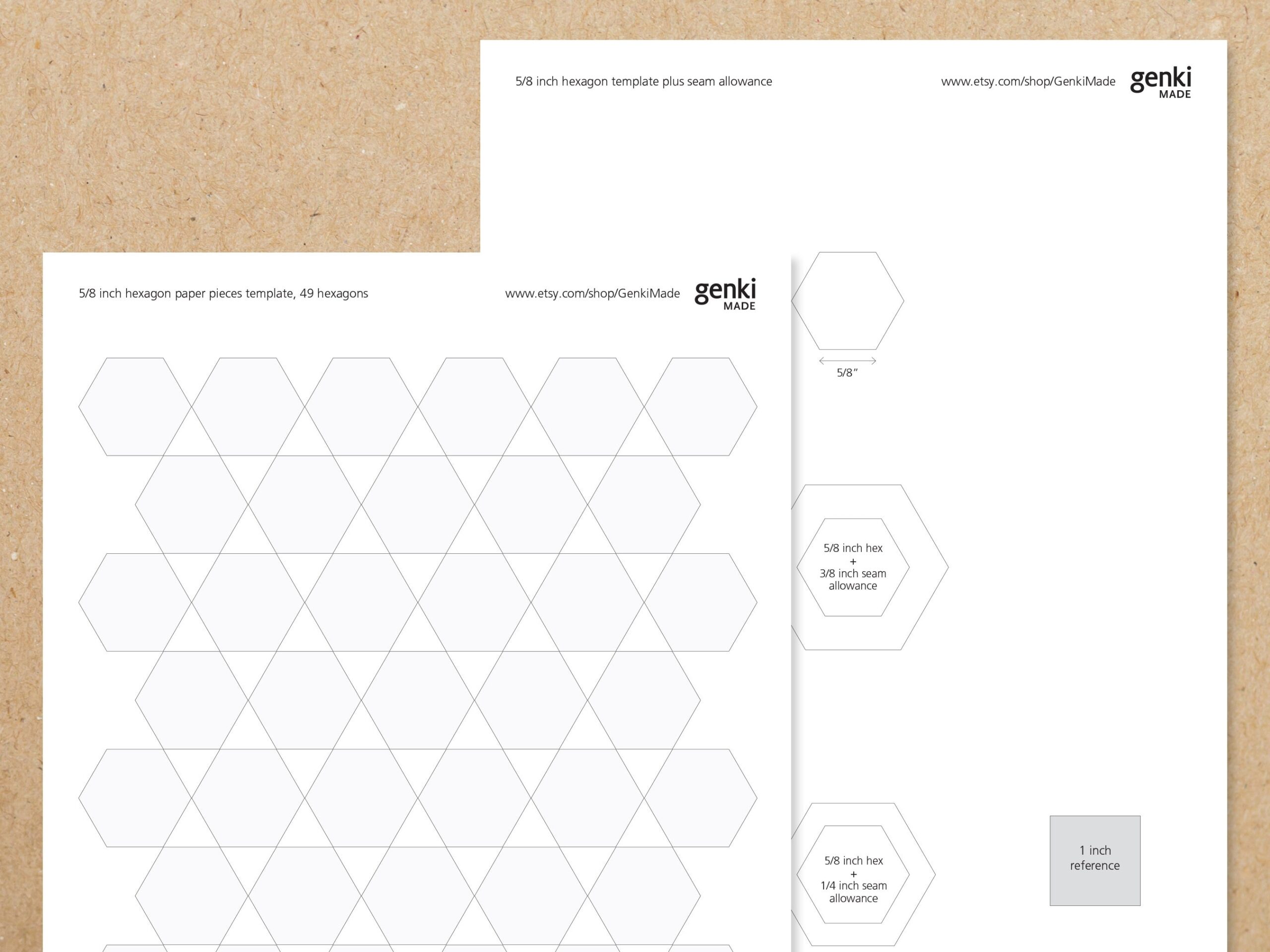5 8 Inch Hexagon English Paper Piecing EPP Instant Download Printable A4 U0026 US Letter PDF Templates Etsy UK