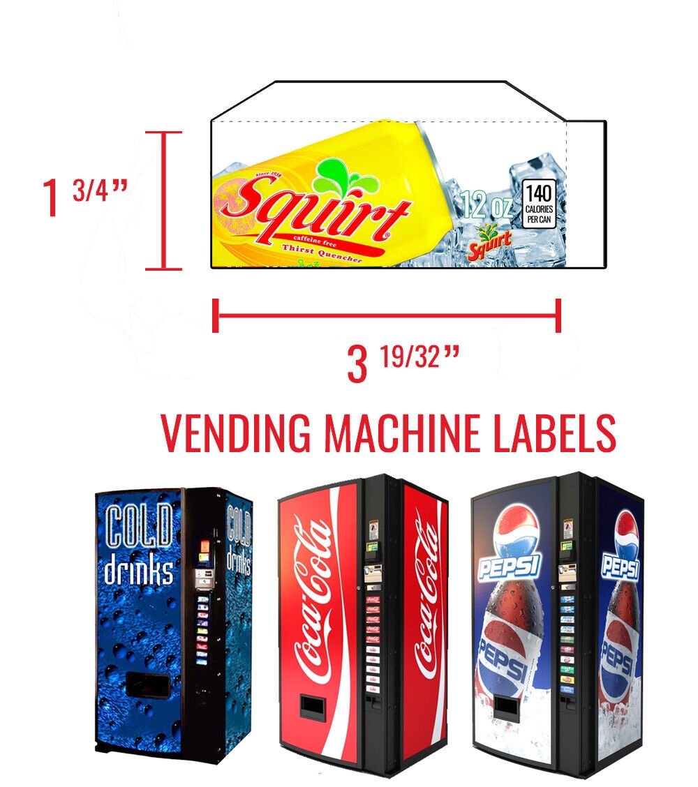 5 Vending Machine Labels Generic Water Dr Pepper Zero Coke 