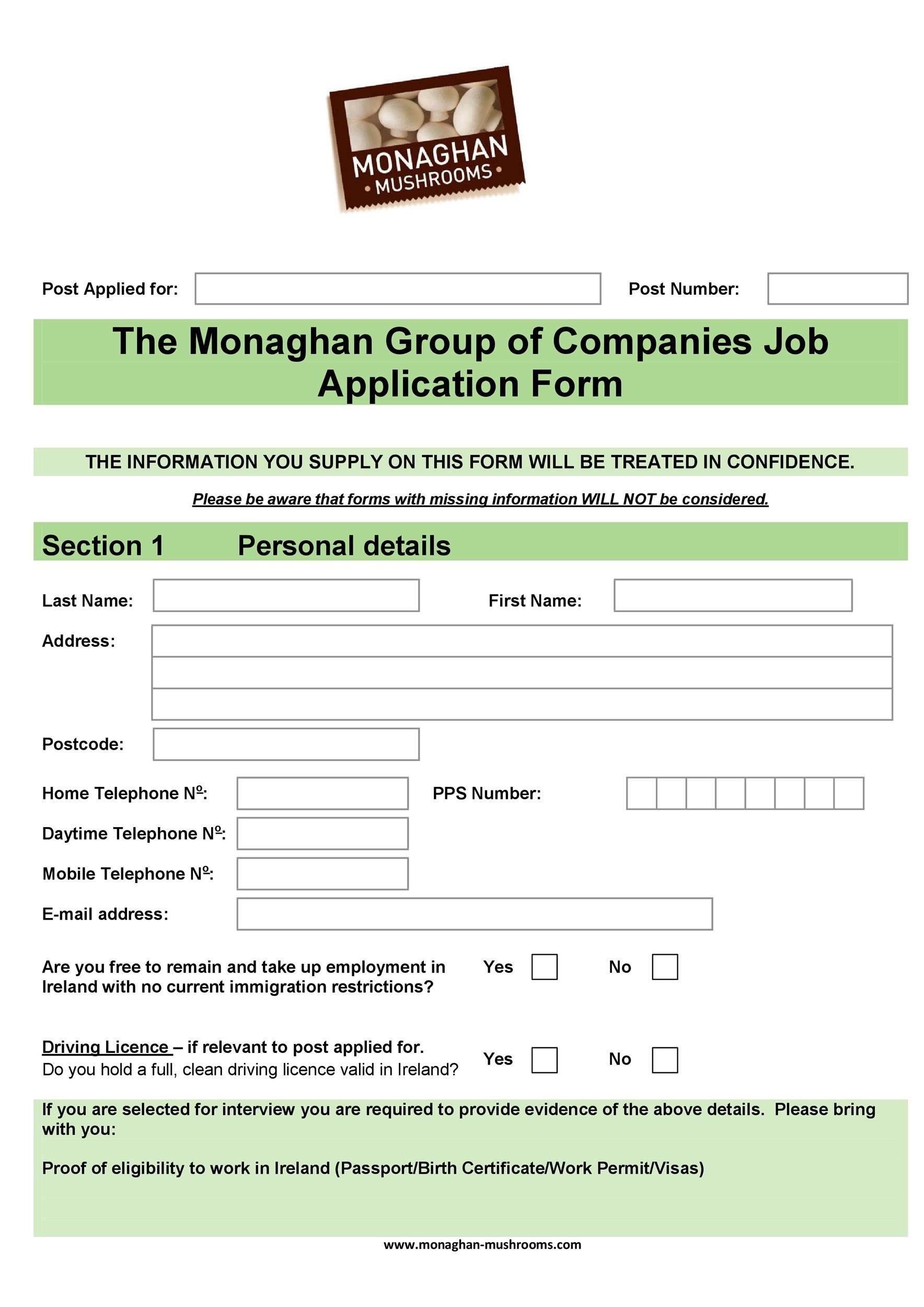 Free Printable Job Application Template Free Printable Job Application Template