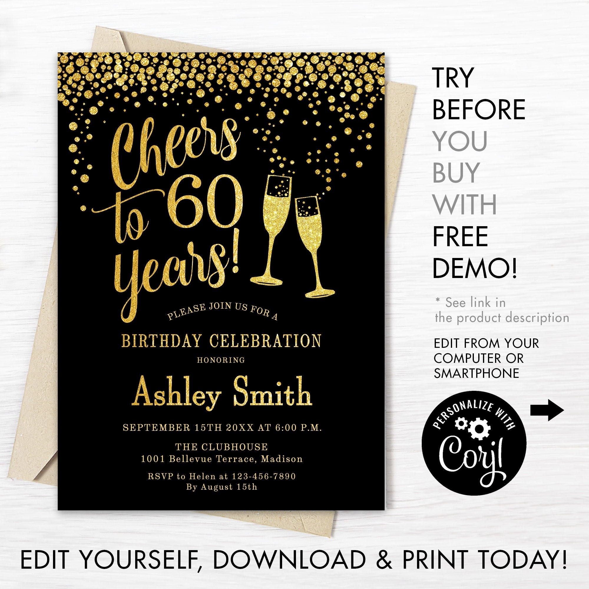 Free Printable 60th Birthday Invitation Templates