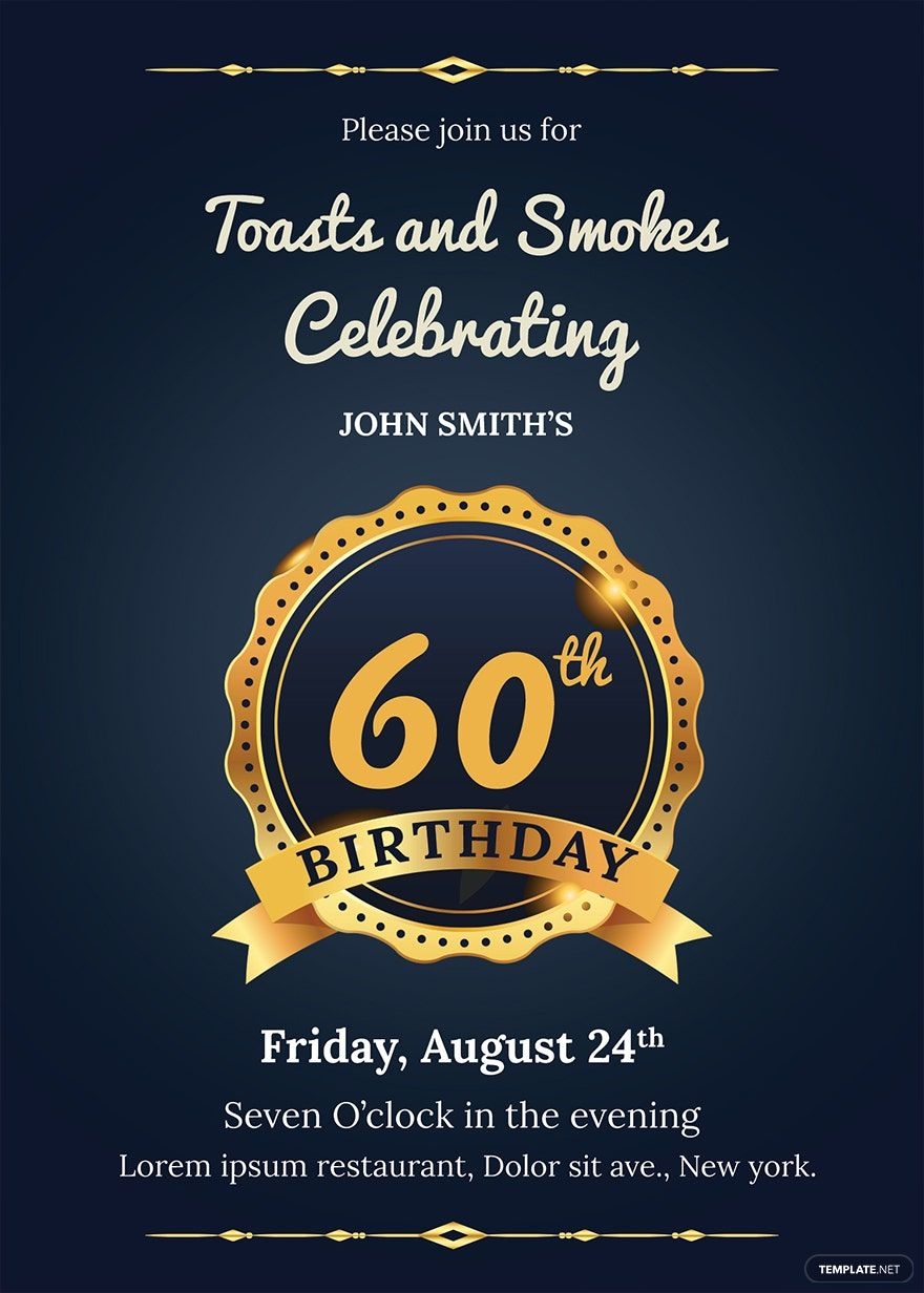 60th Birthday Invitation Template In PSD Word Pages Publisher Illustrator Outlook Download Template