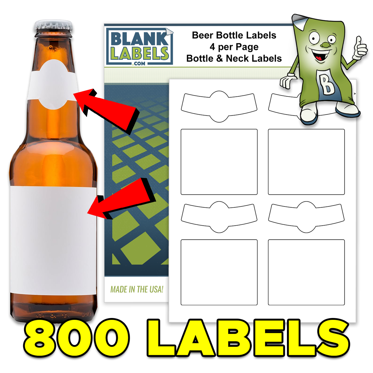 800 Blank Beer Bottle Neck Labels Home Brew Print Printable Stickers Matte Wine EBay