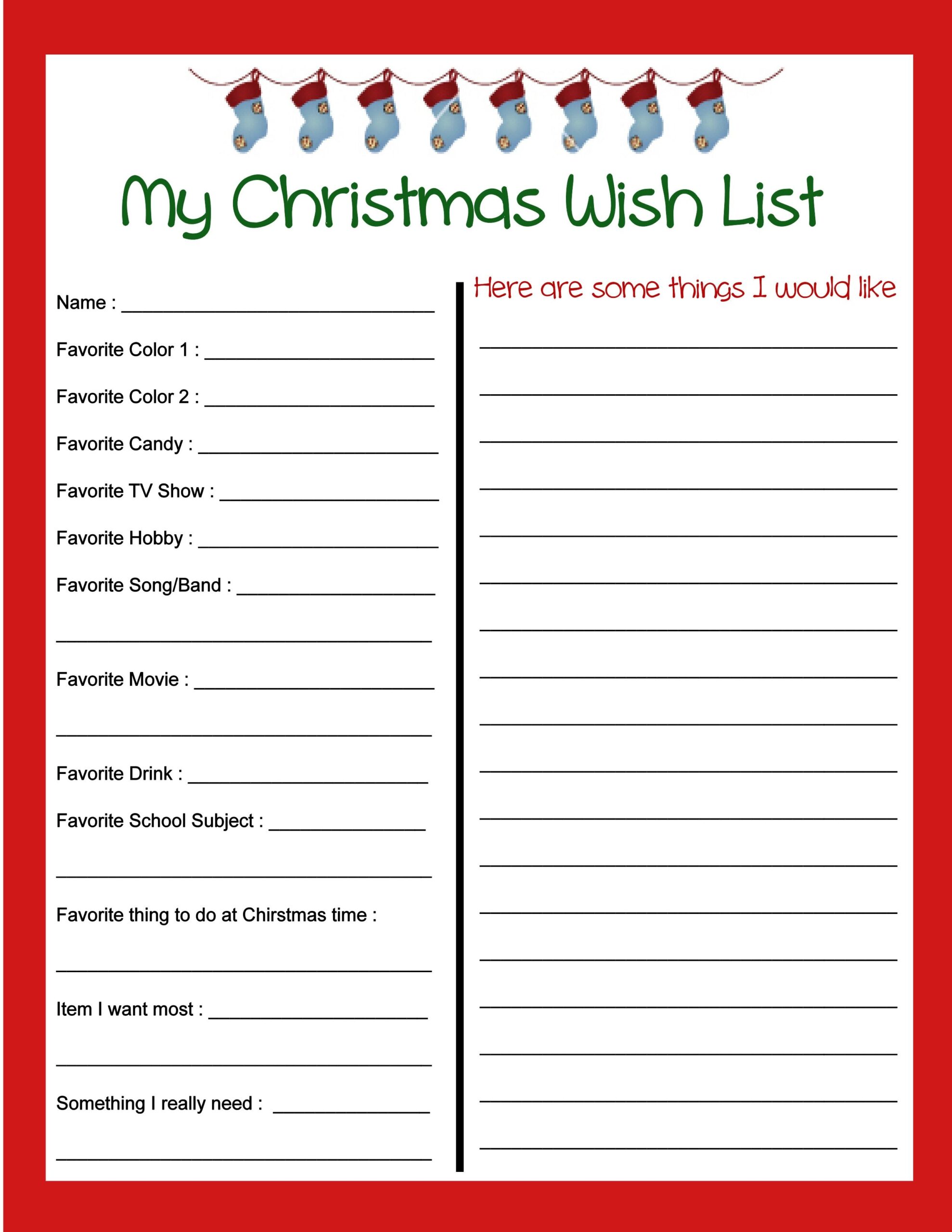 9 Best Christmas List Printable Ideas Christmas List Printable