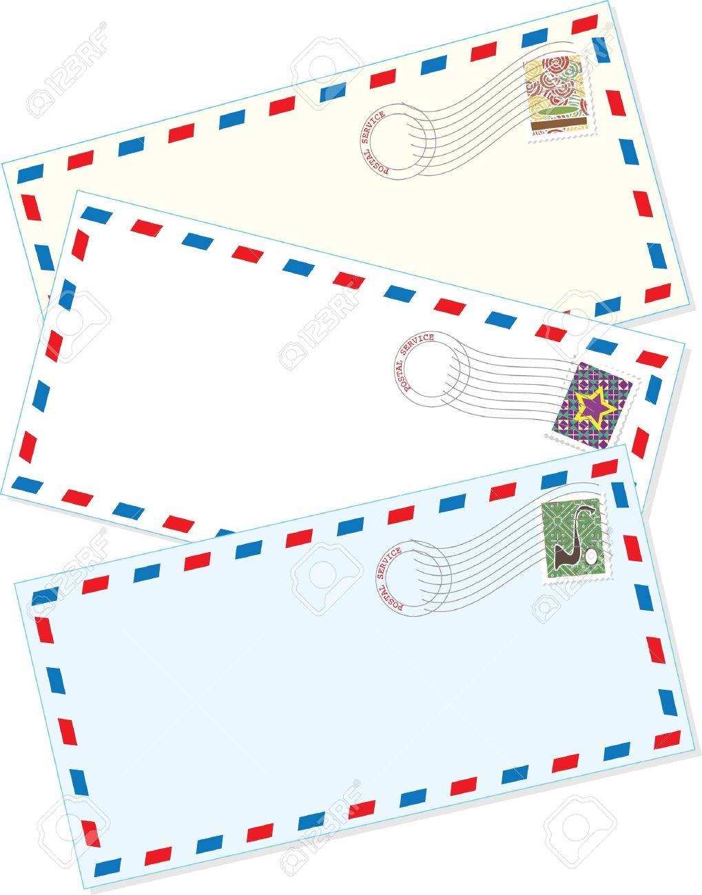 A Background Comprised Of Three Assorted Air Mail Letter Envelopes 