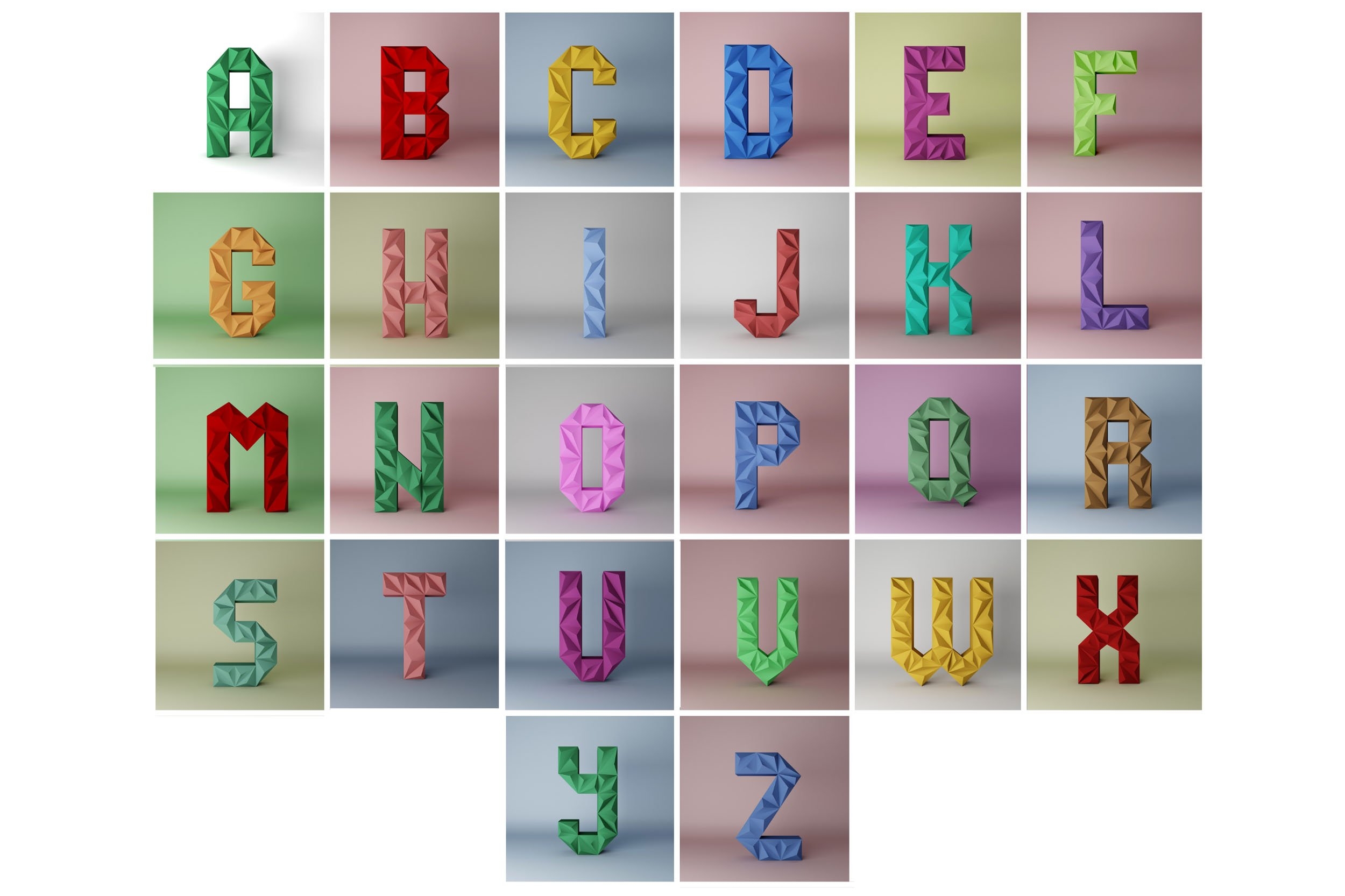 A Z Letter Papercraft 3d Alphabet 26 DIY Pdf Template A Z Letter Papercraft 3d Alphabet 26 DIY Pdf Template