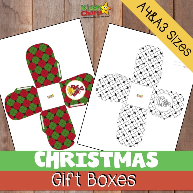A3 And A4 Christmas Gift Box Template To Colour In