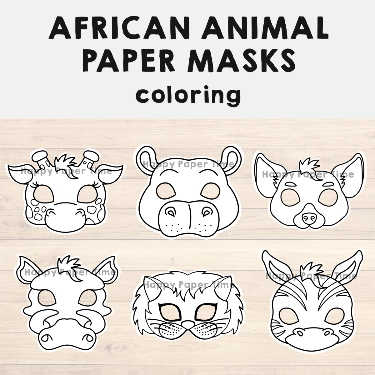 African Animal Paper Masks Printable Safari Coloring Craft Activity Costume Made By Teachers