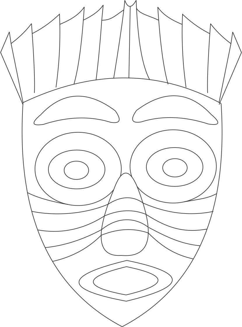 African Mask Colouring Page 493657