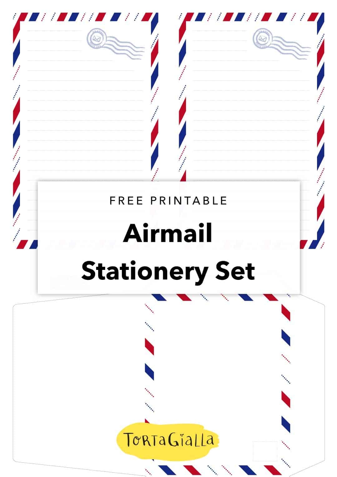 Airmail Stationery Set A Printable Freebie Tortagialla