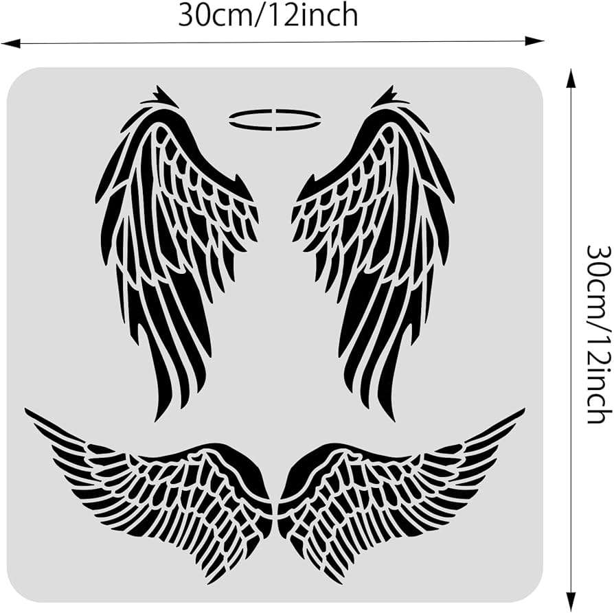 Amazon BENECREAT Angel Wings Drawing Stencils 12x12inch 2 