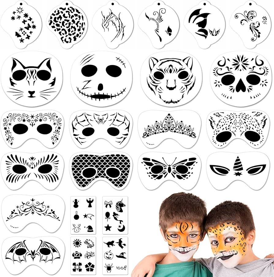 Amazon Marspark 24 Pcs Halloween Face Paint Stencils Set