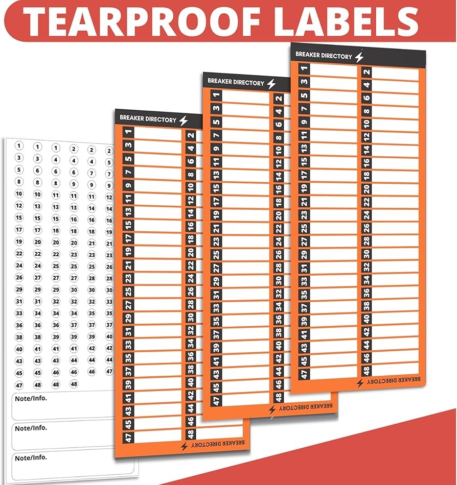 Amazon Premium Quality Non Tearable Paper Circuit Breaker Directory Label With Fuse Stickers For Fuse Panel Marker Sign For Electrical Panel 