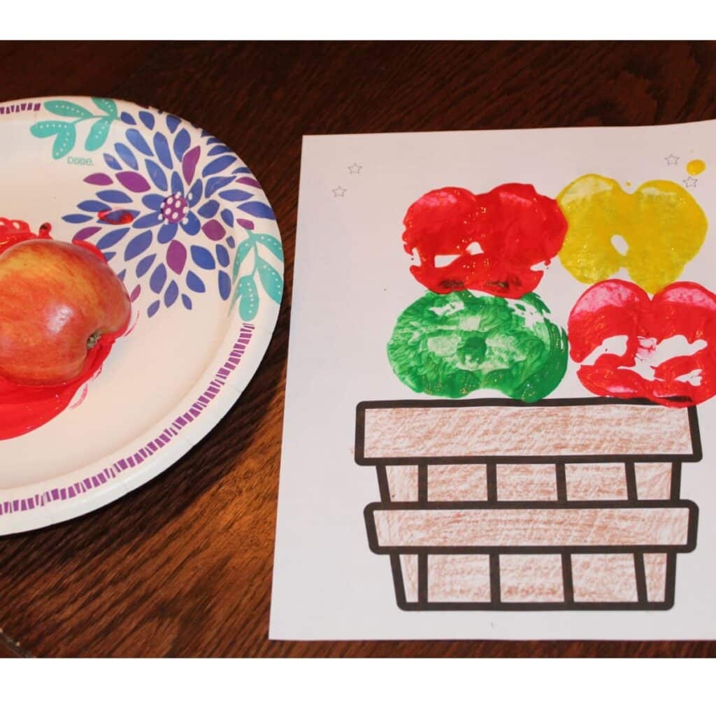 Apple Stamping An Apple Basket Craft For Preschool 