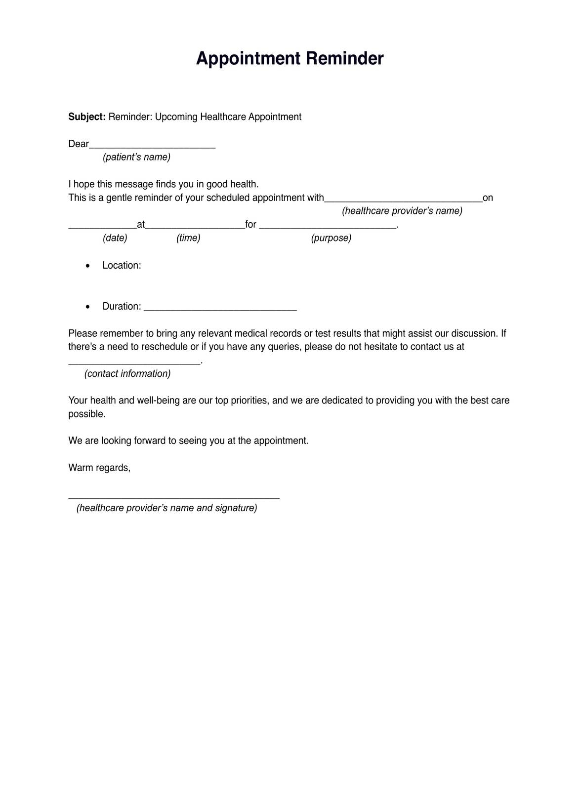 Appointment Reminder Template U0026 Example Free PDF Download