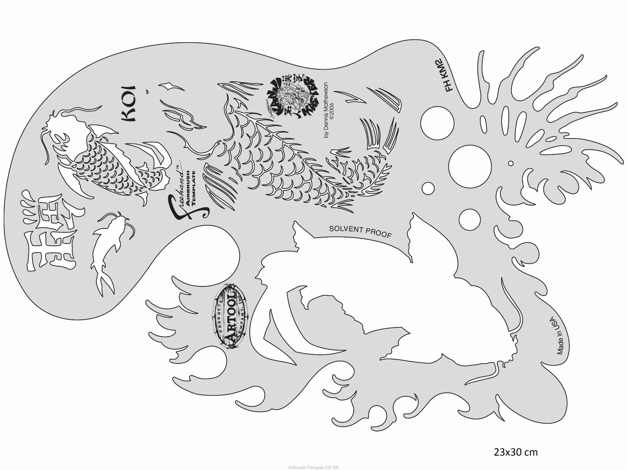 ARTOOL FH KM 2 Kanji Master Koi Freehand Airbrush Template By Dennis Mathewson ARTOOL FH KM 2 Kanji Master Koi Freehand Airbrush Template By Dennis Mathewson