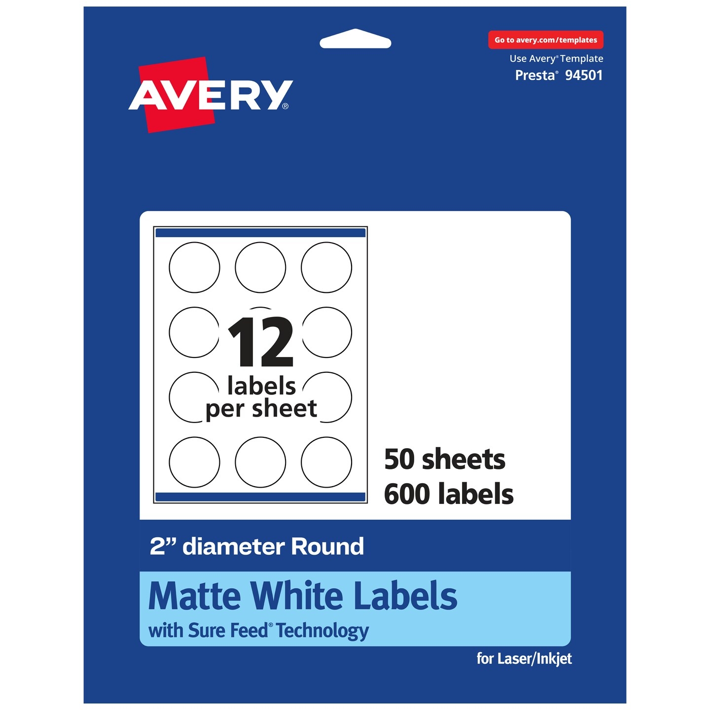 Avery Matte White Round Labels 2