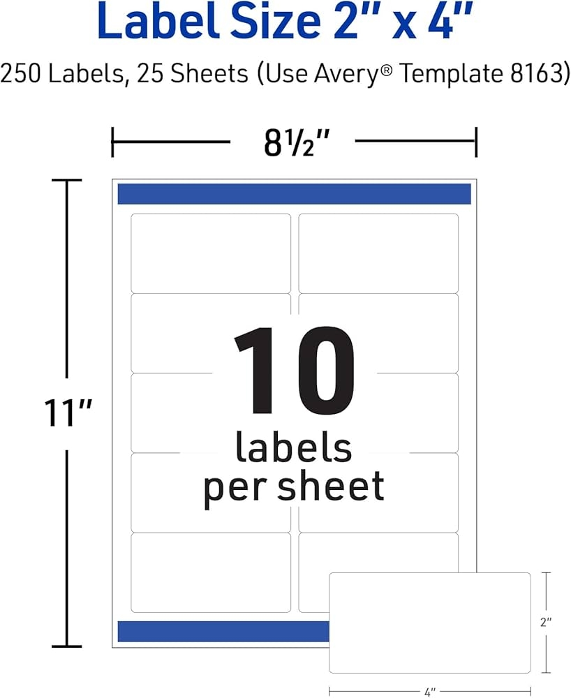 Avery Shipping Labels With TrueBlock Technology Inkjet 2 X 4 White 250 Pack