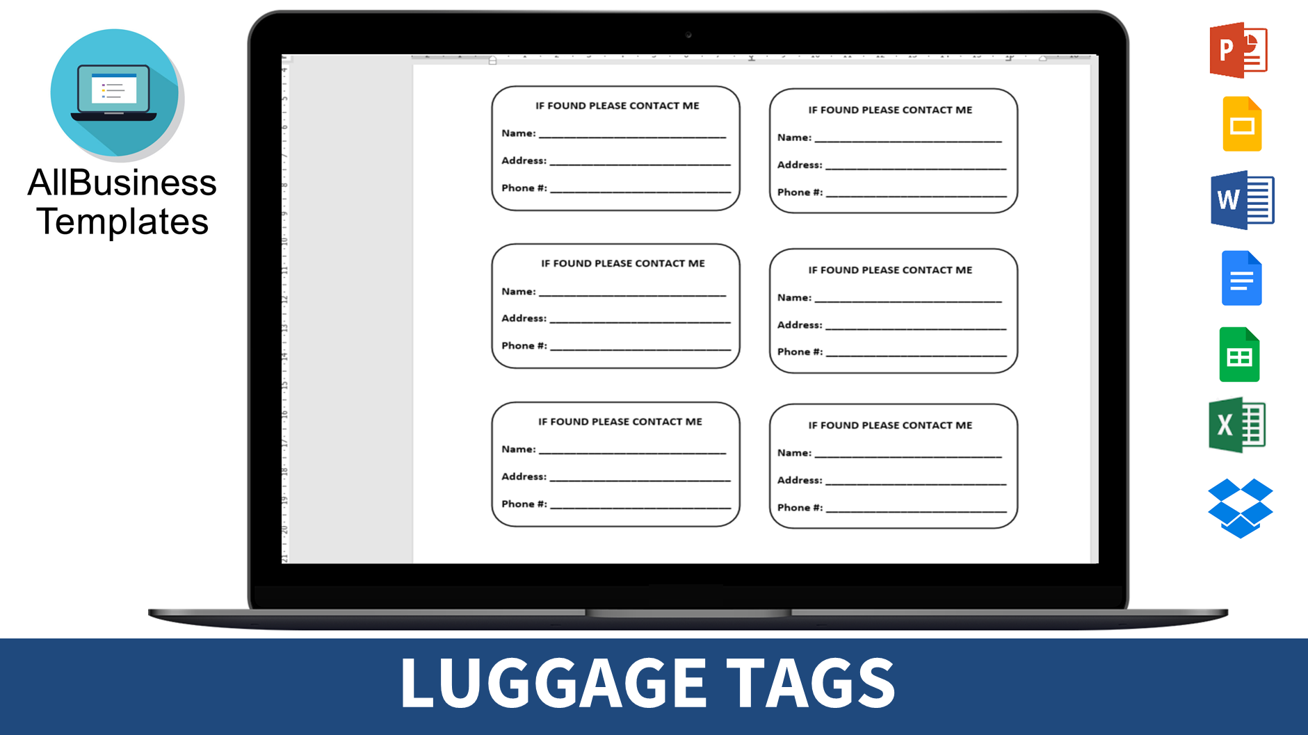 Bag Tag Template Templates At Allbusinesstemplates