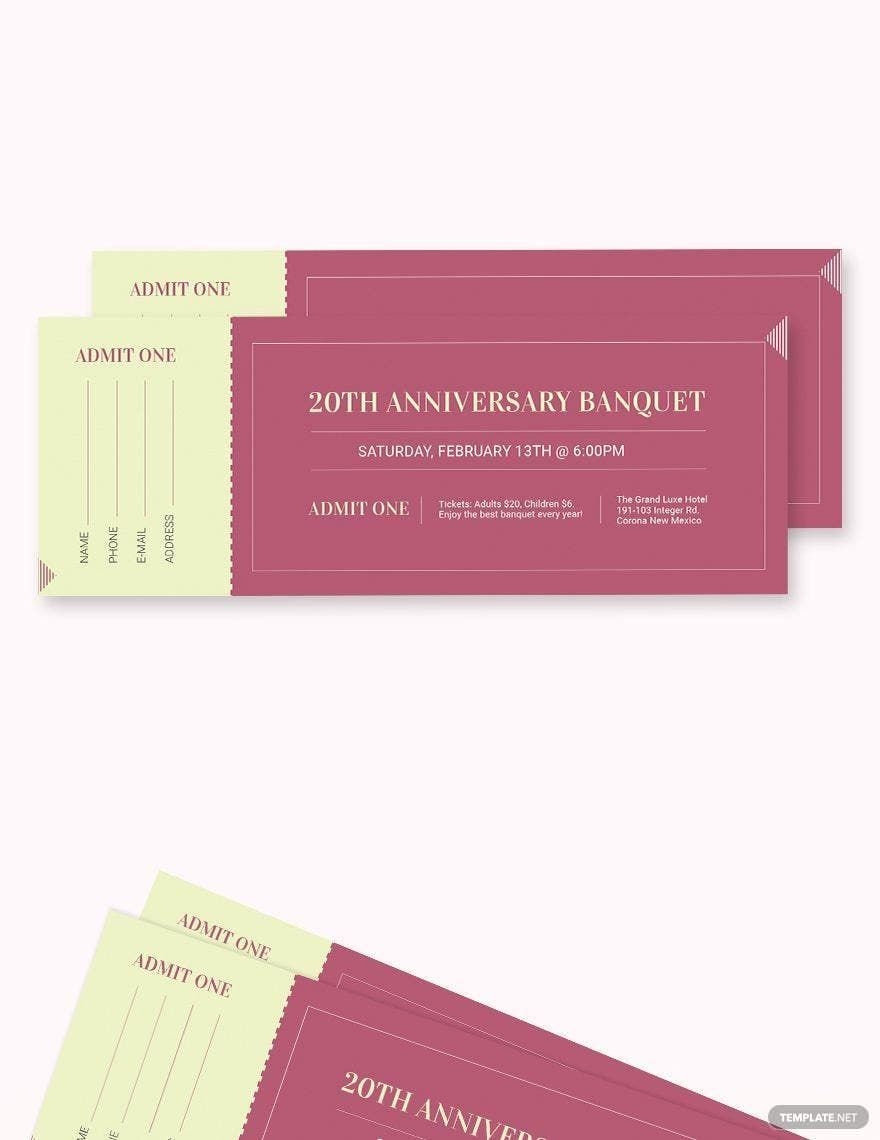 Banquet Ticket Template In Pages Publisher PSD InDesign Word Illustrator PDF Download Template