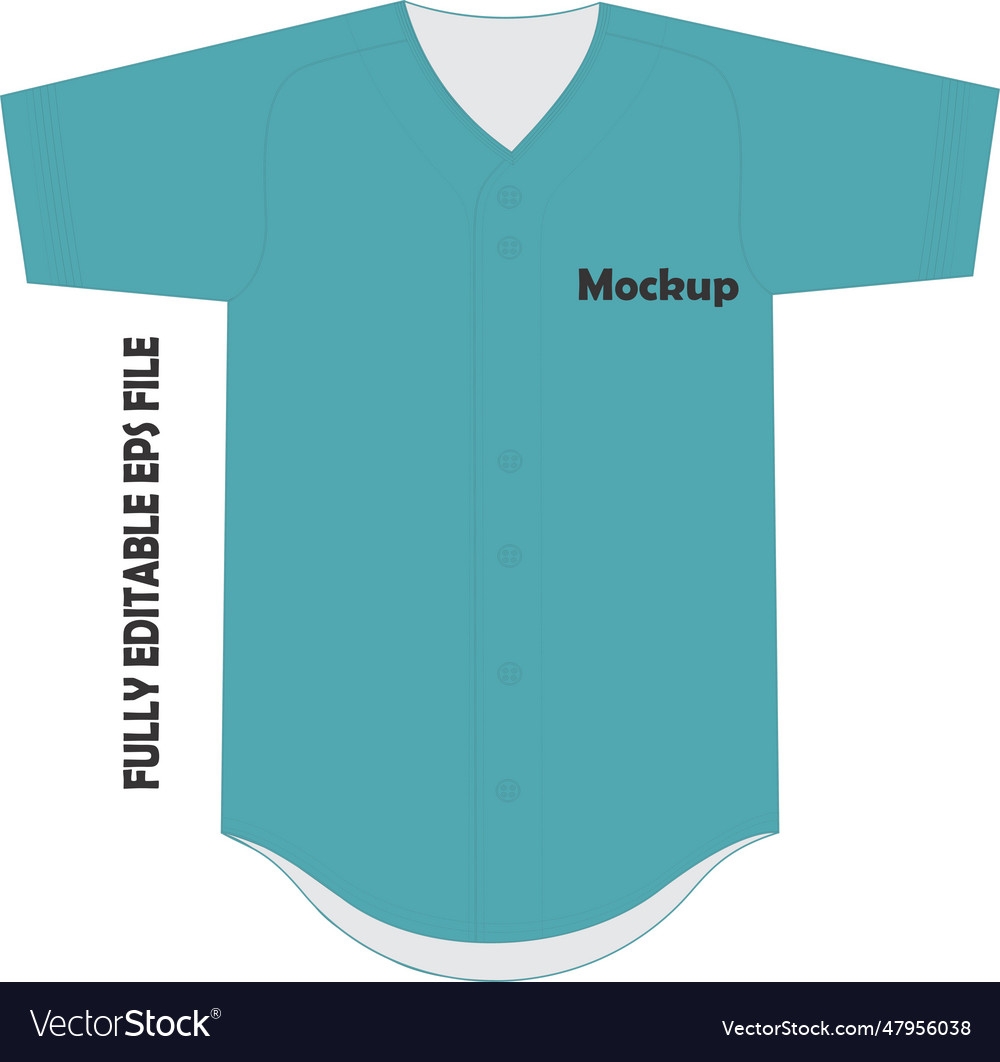 Baseball Full Button Two V Neck Jersey Mock Vector Image