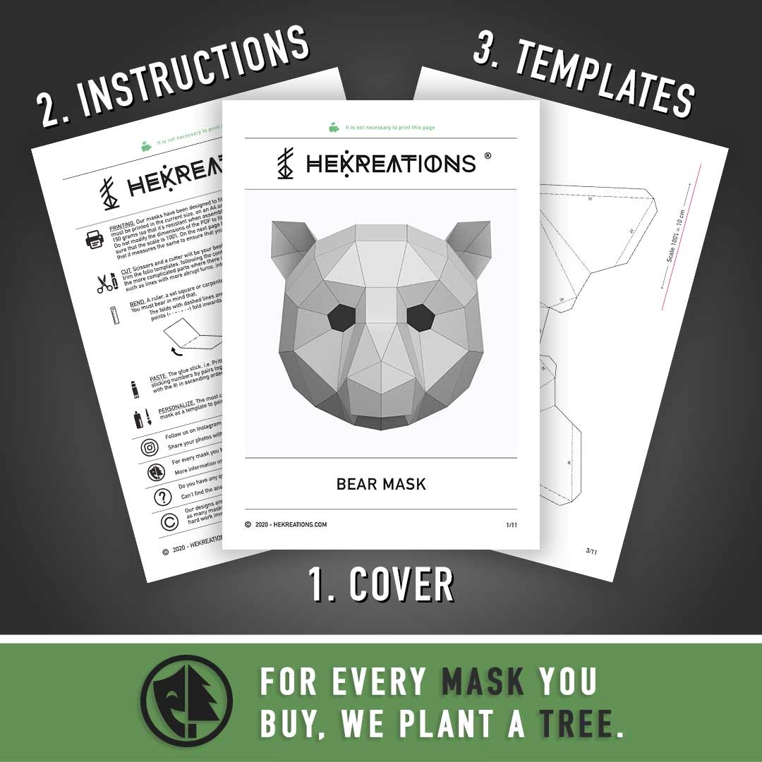 Bear Mask Printable Template Papercraft PDF Pattern Bear Mask Printable Template Papercraft PDF Pattern