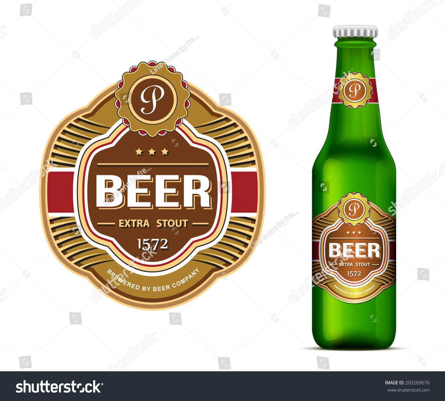 Beer Label Template Green Beer Bottle Stock Vector Royalty Free 203289676 Shutterstock